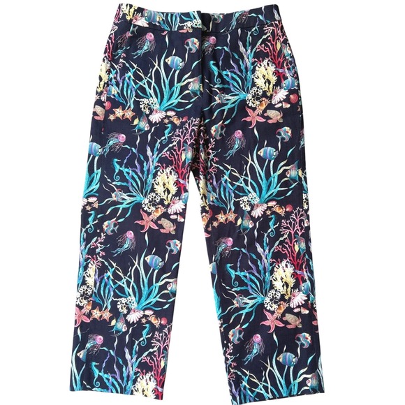 J.Crew Pants - J.Crew Collection Womens Navy Under the Sea Life Print Cropped Pants Size 4